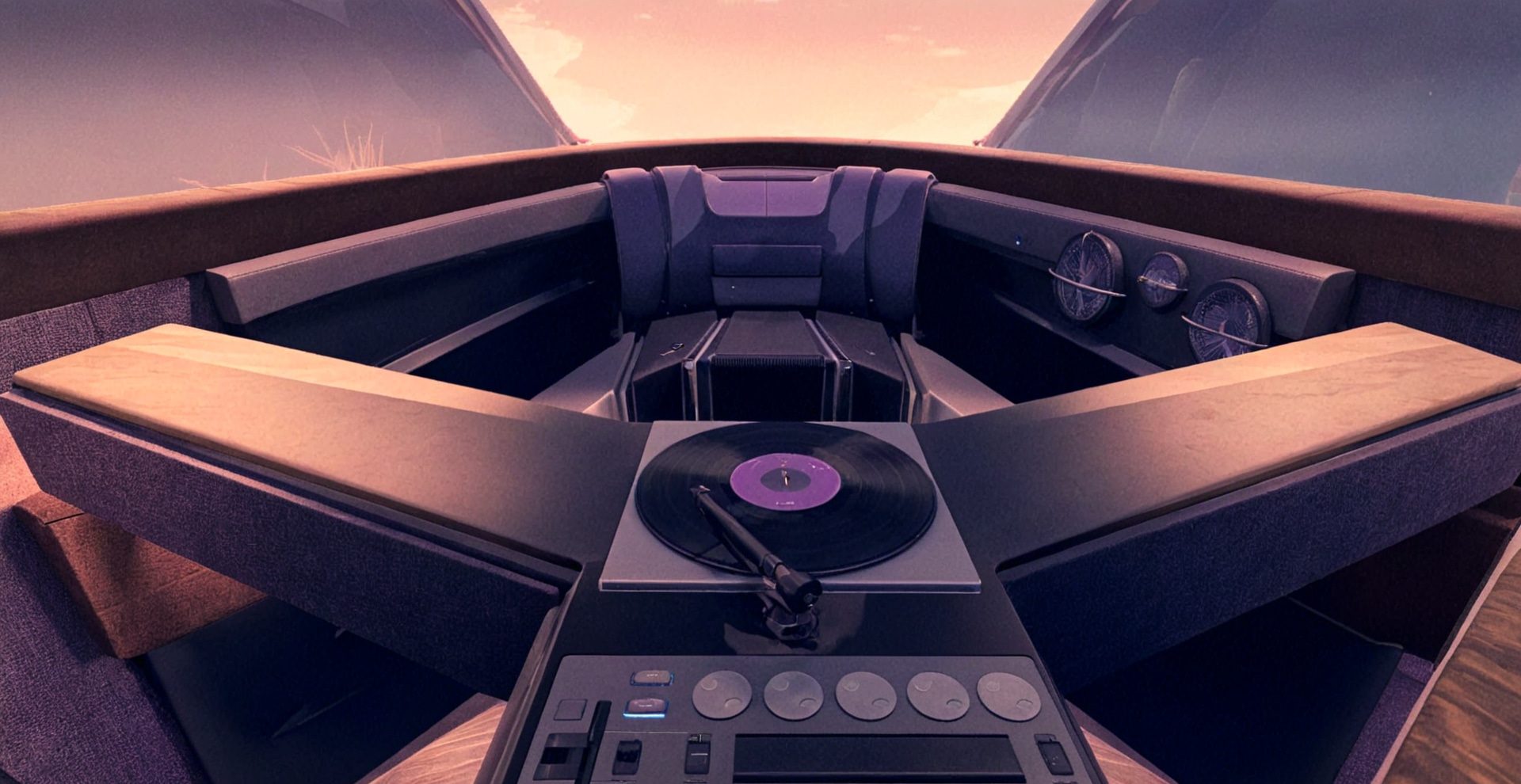 Early visualisation of the cabin at dusk.