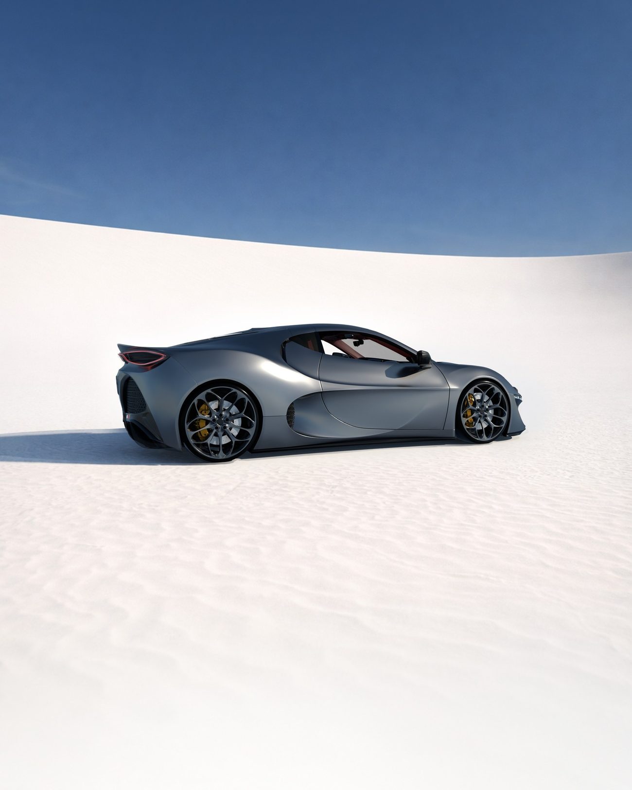 Rear three-quarter, in the landscape.