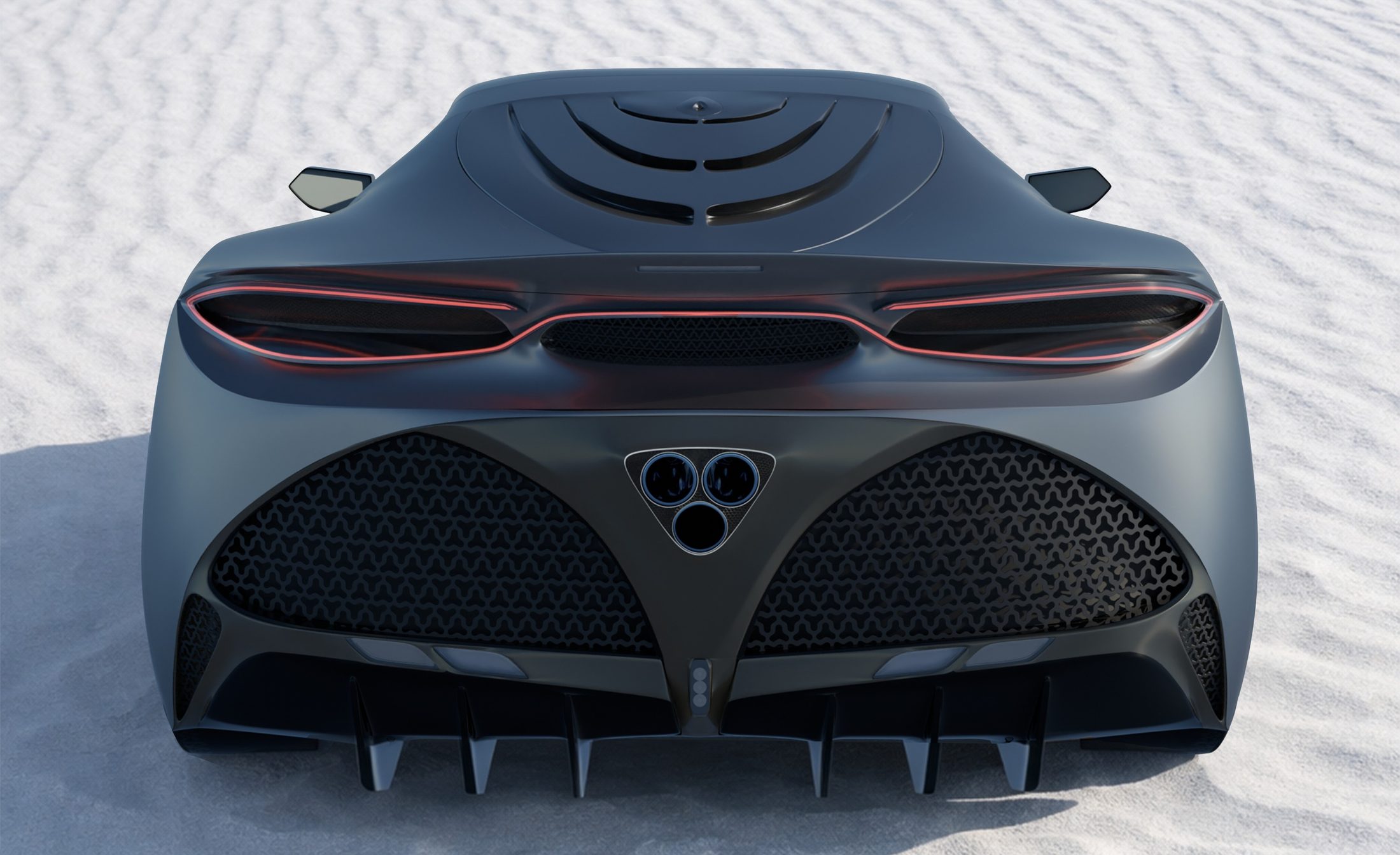 Evangelum from behind and above, with five numbered signature elements on the rear.