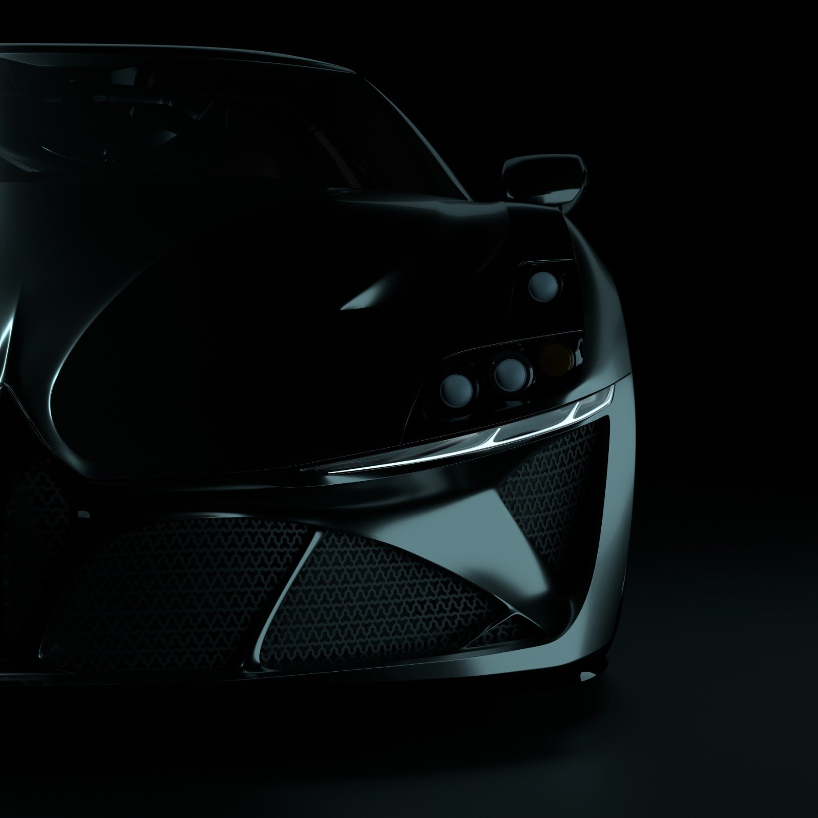 Front lamps and blade light line in darkness.